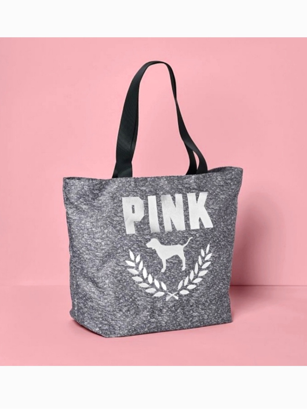 PINK Victoria’s Secret Heathered Gray & Silver Logo Tote Bag
